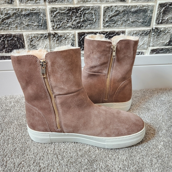 J/Slides NYC Women's Suede Winnie TAUPE Wedges Booties Size 10 - Picture 4 of 9